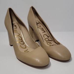 SAM EDELMAN "JUNIE" BEIGE BLOCK HEELS SZ 10